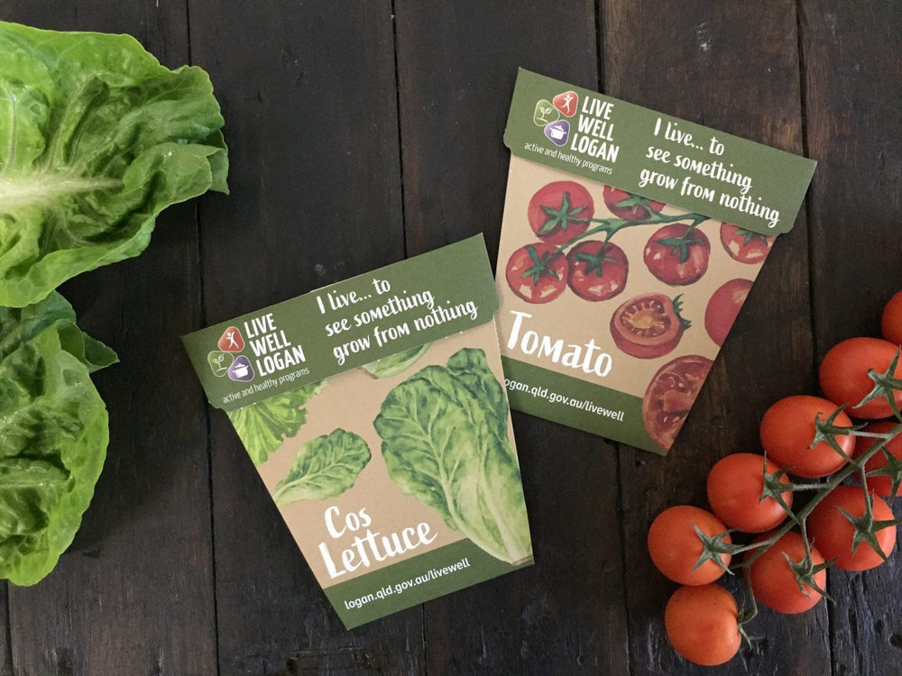 Tomato and lettuce seeds for Live Well Logan program