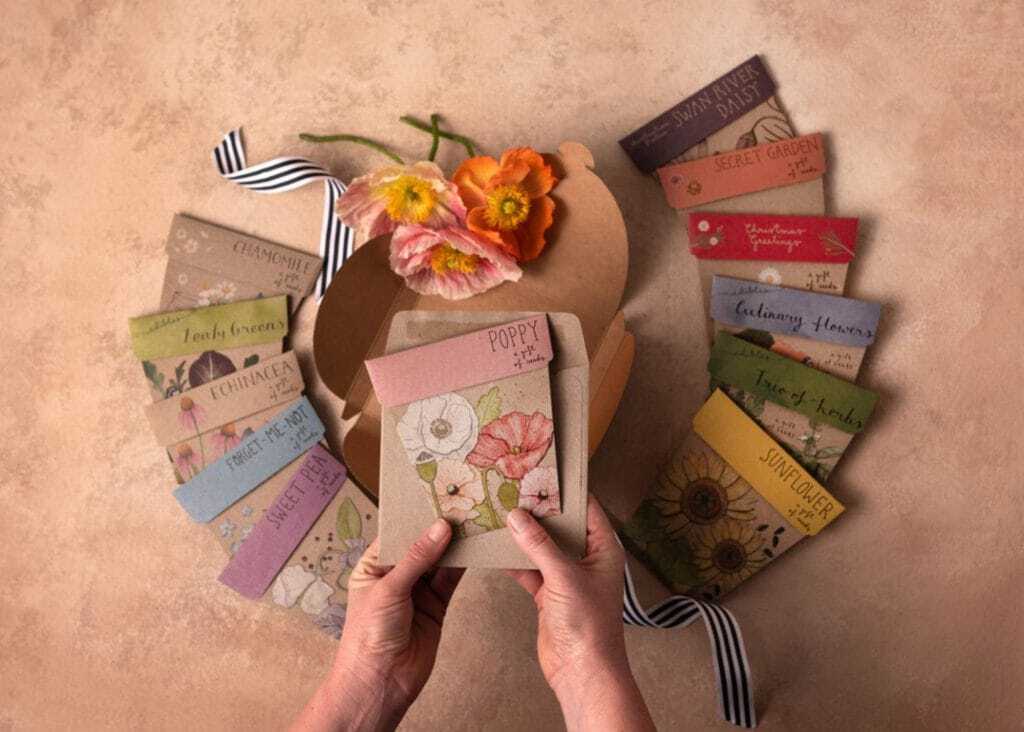 A seed subscription that delivers a packet of seeds to the recipients door each month