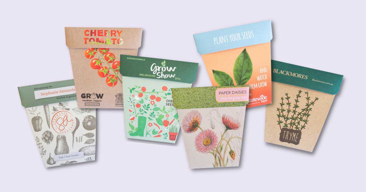 Create beautiful custom designed promotional seed packets for your next event