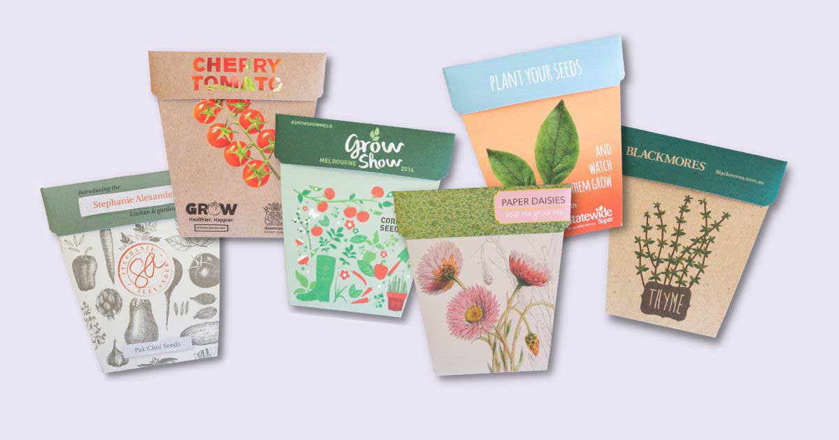 Create beautiful custom designed promotional seed packets for your next